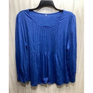 FICERD Women's (Size 3XL) Long Sleeve Scoop Neck Shirt Front Accent Stretch